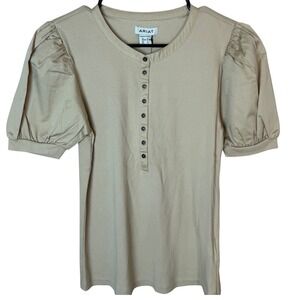 Ariat Oakley SS Top Irish Cream Puff Sleeve Henley Women's Size S